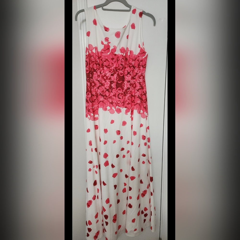 White, Pink, and Red Long Dress Large